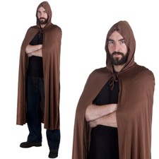 ADULT BROWN HOODED CAPE BOOK WEEK FILM CHARACTER FANCY DRESS COSTUME ACCESSORY