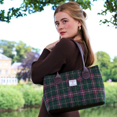 Bolso de mano Harris Tweed para dama - 100 % lana - Regalo para mujer - Bolso de hombro de tartán
