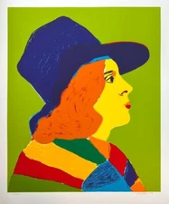 John Grillo Girl with Hat Serigraph On Paper Portrait Abstract Expressionist Art