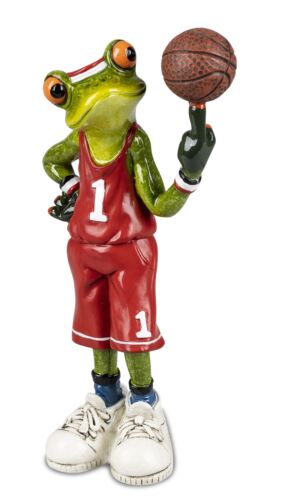 lustiger Deko-Frosch Basketballer mit rotem Trikot witziges Themengeschenk 17cm - Bild 1 von 4