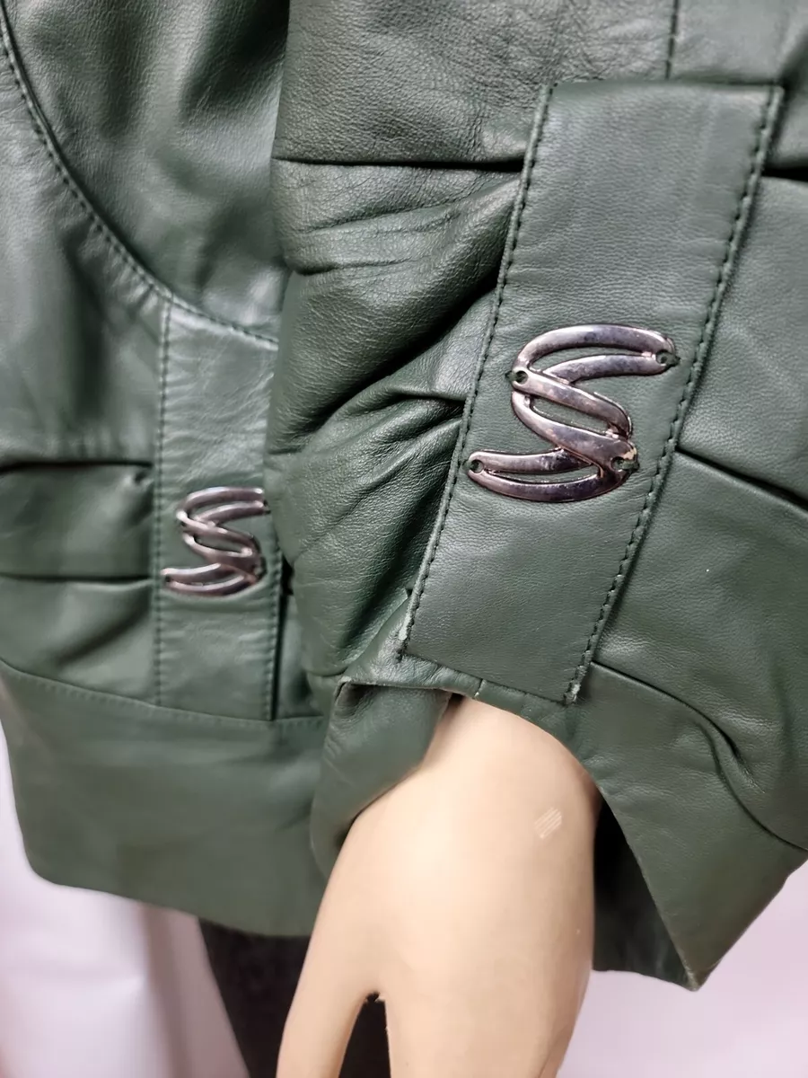 FER GUCCI LAMB LEATHER SIZE 42 WOMEN'S Green JACKET FULL ZIP