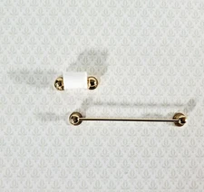 Dollhouse Miniature Towel Rod & Toilet Paper Holder Bathroom 1:12 Scale Gold