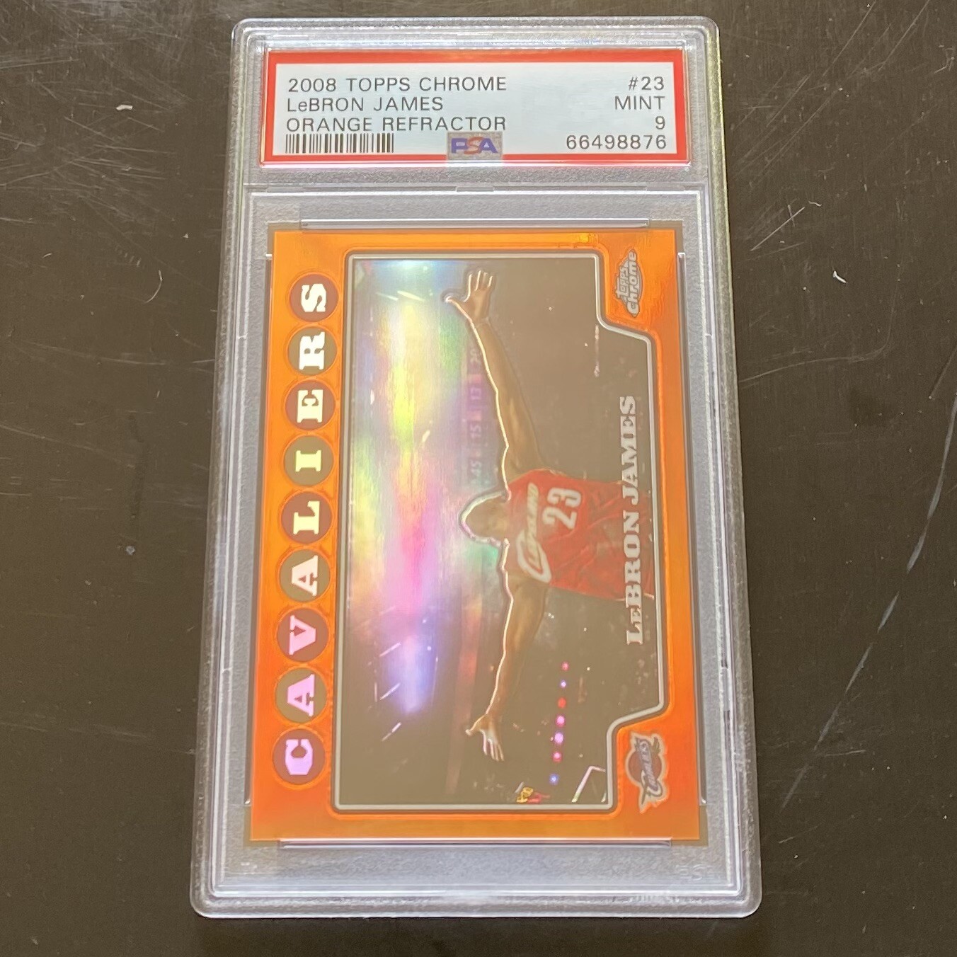 2008 Topps Chrome LeBron James Chalk Toss Orange Refractor /499 PSA 9 MINT