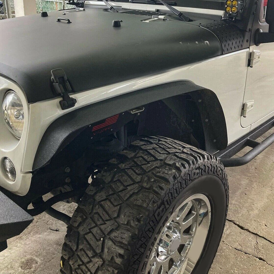 For Jeep Wrangler 07-18 JK Full Set Flat Style Steel Fender Flares w/ hardware - Image 3 of 4