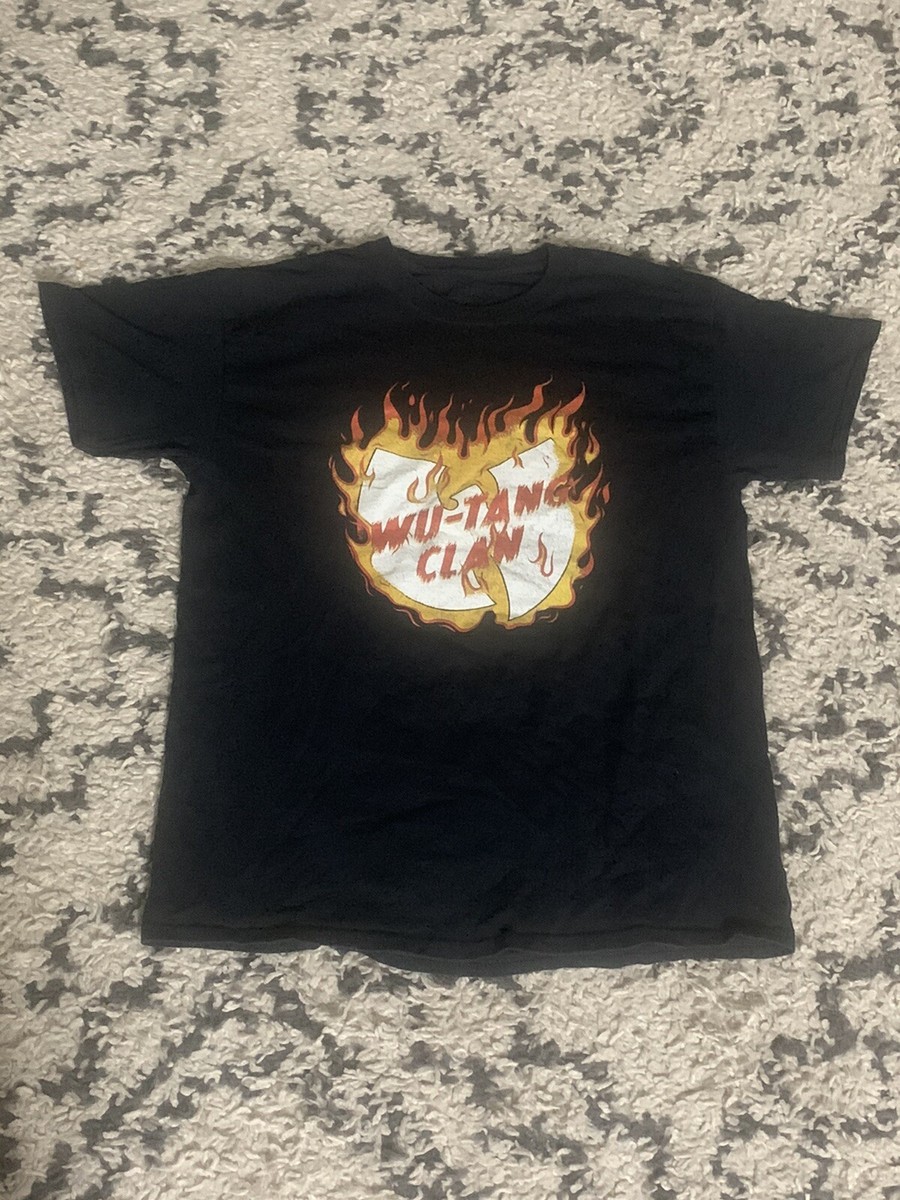 Wu-Tang Clan T-Shirt “W” Flames Logo Men's Size L Black Rap
