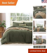 Wrensonge 3-Piece Olive Green Queen Comforter Set - Soft & Lightweight Design