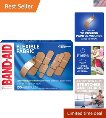 Doctor-Recommended Flexible Bandages - 100 Assorted Sizes for Wound Protection