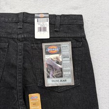 Dickies Work Jean Jeans Mens 34x32 Black Dark Wash Regular Fit Denim Work Pants