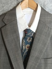Hart Schaffner Marx Blazer Mens 44R Brown Gray Check Gold Trumpeter USA
