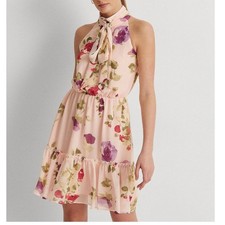 NWT Ralph Lauren Womens Floral Chiffon Sleeveless Dress Sz 8