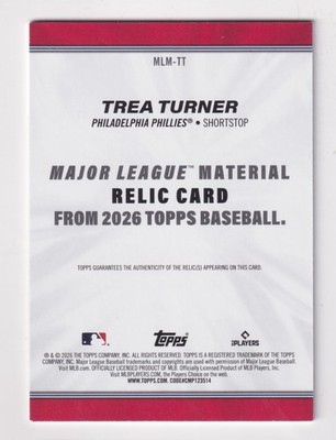 2026 Topps MAJOR LEAGUE MATERIAL GAME USED BAT RELIC MLM-TT TREA