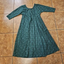 Vintage Floral Lace Dress Green 90s Midi Nylon Coquette Cottagecore