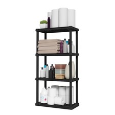 USA 4-Shelf Light Duty Plastic Storage Shelves, 200lb Capacity, 48"H x 24"W x...