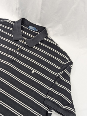 Vintage Polo Ralph Lauren Shirt Mens 4XL Tall Black White Striped