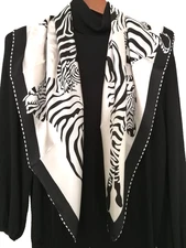 35"x35"B/W Zebra Print Pure Mulberry Satin Silk 12momme Scarf 88x88cm5-180