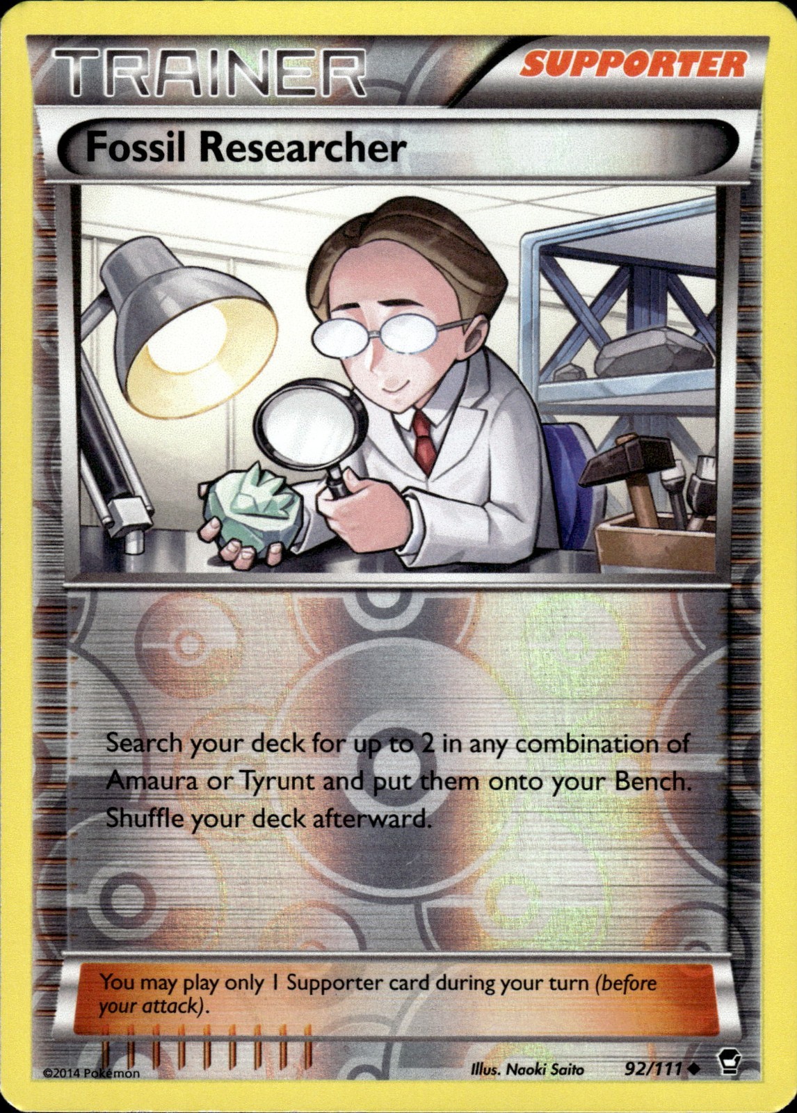 Fossil Researcher - Reverse Holo - Furious Fists 92/111 - NM - Pokemon