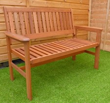 Easy Assembly 2 Seat Hardwood Garden Bench - Traditional Design, 4ft wide (1.2m)