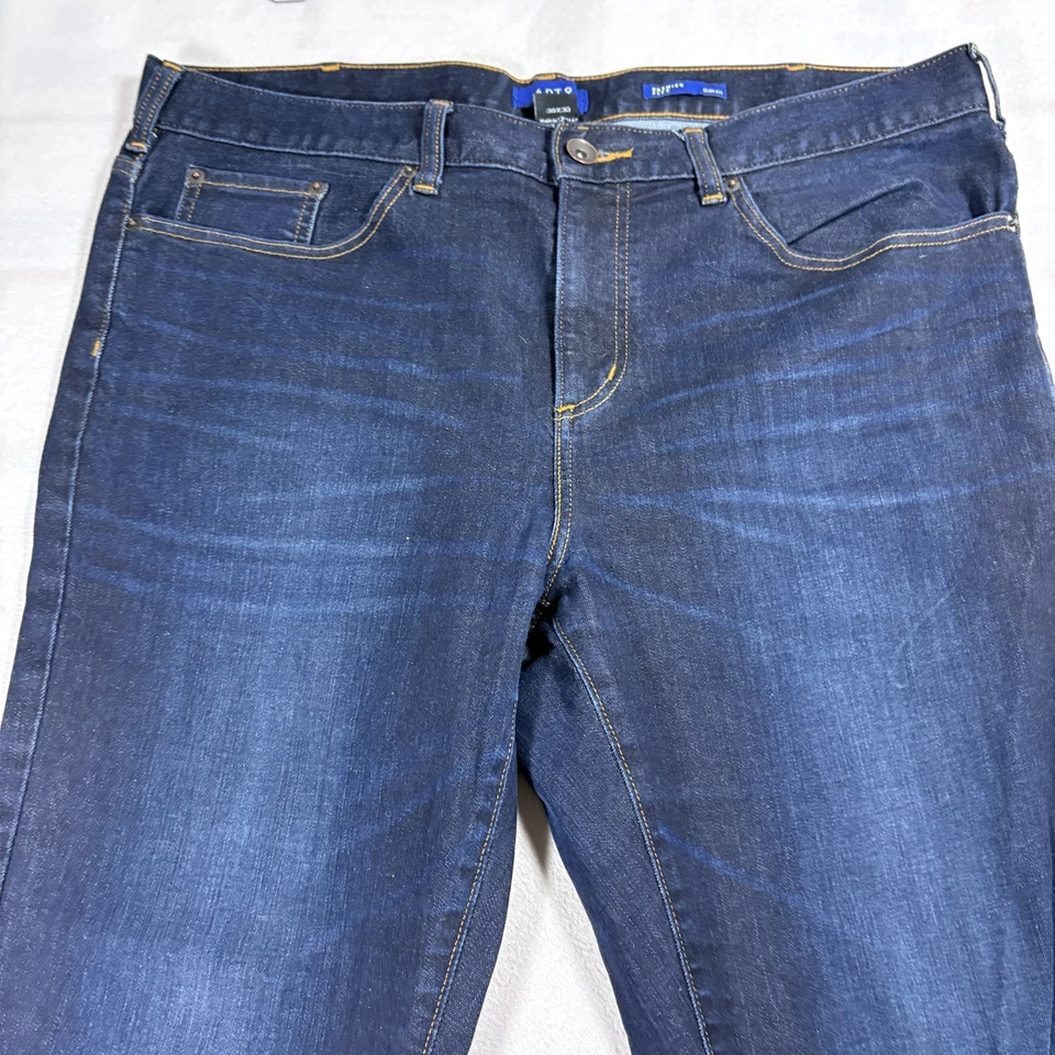 Pantalones de mezclilla elásticos lavados oscuros APT 9 para hombre 38x30 ajustados Premier Flex Foto 3 de 4