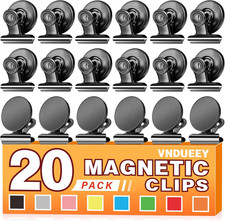 20 Pack Black Magnetic Clips for Refrigerator, Strong Fridge Magnets Magnet Clip