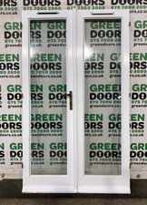 EXTERNAL EXTERIOR FRENCH DOORS WOODEN TIMBER WOOD USED PREOWNED DOUBLE GLAZED