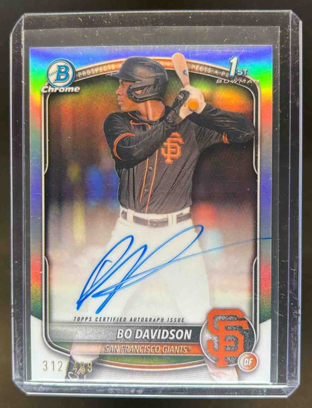 2025 Bowman Chrome Bo Davidson Auto Refractor 1st Prospect #312/499 Giants