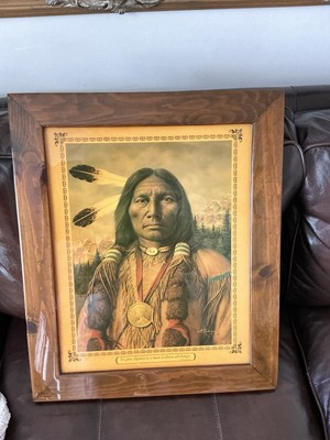 Vintage American Indian Proverb Picture Painting Print by A. Rodriguez  24 X 20