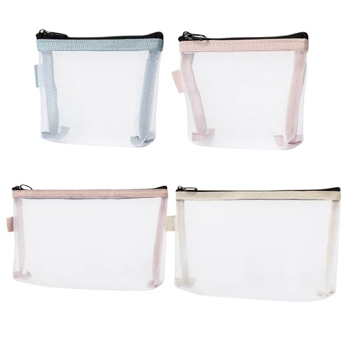2PCS Mini Makeup Bag,Zipper Mesh Makeup Bags,Pocket Cosmetic Bag,Portable F