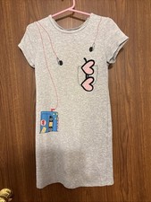 Little Marc Jacobs Girls Gray Size 8 With Design Short-Sleeved Cotton Dress