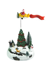 Villaggio Natalizio con Aereo di Babbo Natale Cm 13x16x28h Luci+Musica+Movimento