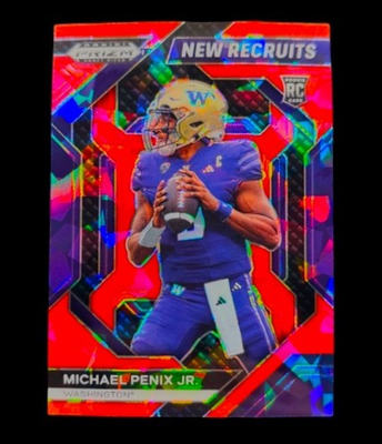 #ad MICHAEL PENIX JR. RED SAPPHIRE ROOKIE REFRACTROR PURPLE RC Holo Prizm FALCONS $79.98