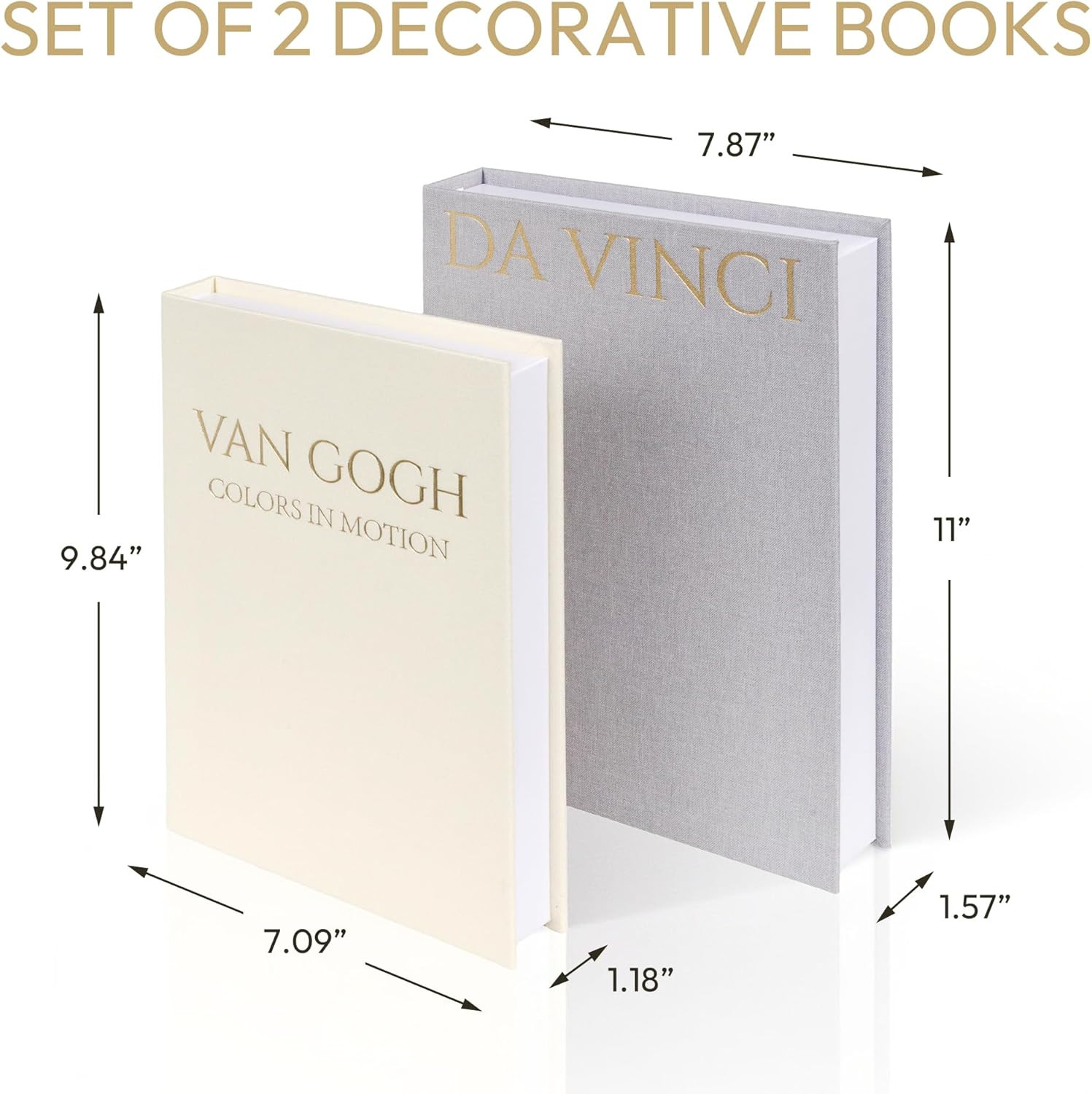 Decorative Linen Book Set of 2, Faux Book Storage Box, Coffee Table and Bookshel