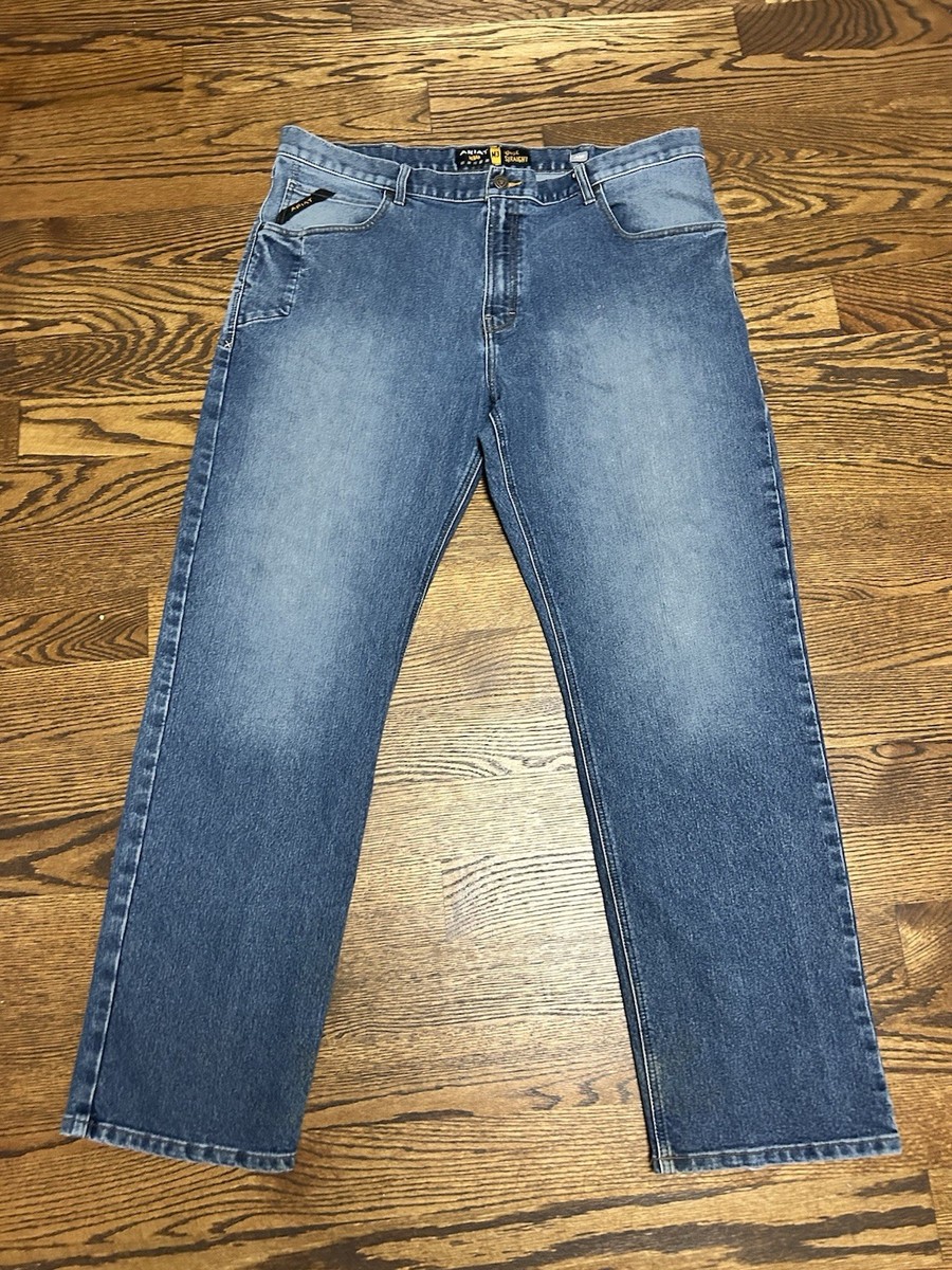 Ariat Jeans Mens 42x34 Blue Denim REBAR M3 Loose Straight Pants
