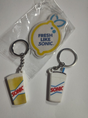 Sonic Drive-In Keychains, 2 pk +Scenty, Collectible Rare, Lemonade/Drink Theme