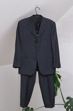 Canali Luxury Men Navy Blue Wool Striped Suit Blazer  Pants Sz 50 Made in Italy