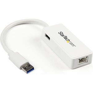 Startech Usb 3.0 To Gigabit Ethernet Adapter Nic W/ Usb Port White Add A Gigabit