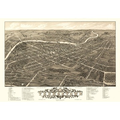 Historic Panoramic View - Youngstown Ohio - Stoner 1882 - Vintage Wall Art