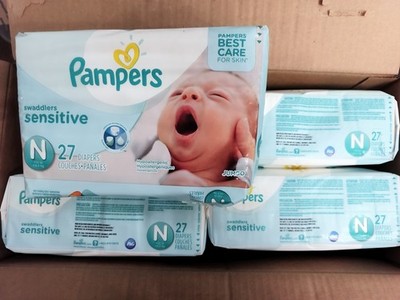 Case of Pampers Swaddlers Sensitive Diapers NEWBORN - Hypoallergenic - 108 Total