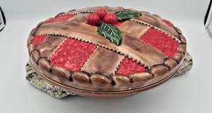 Vintage Cherry Pie Covered Baking Dish with Lid Made In Portugal