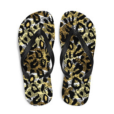 Women's Yellow Leopard Pattern Flip-Flops Rubber Sole Casual Summer Shoes