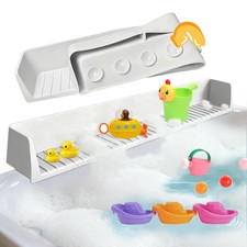 Bathtub Splash Guard for Kids Adult - 31IN Silicone Bath Tub Tray with 11 Suc...