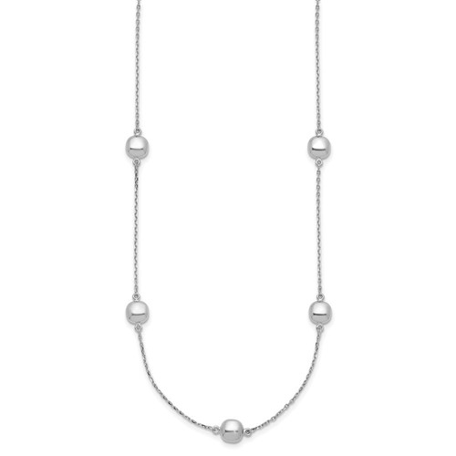 14k White Gold Polished 5 Station Necklace 16" w/2 in ext. 2.83gm - Picture 2 of 5