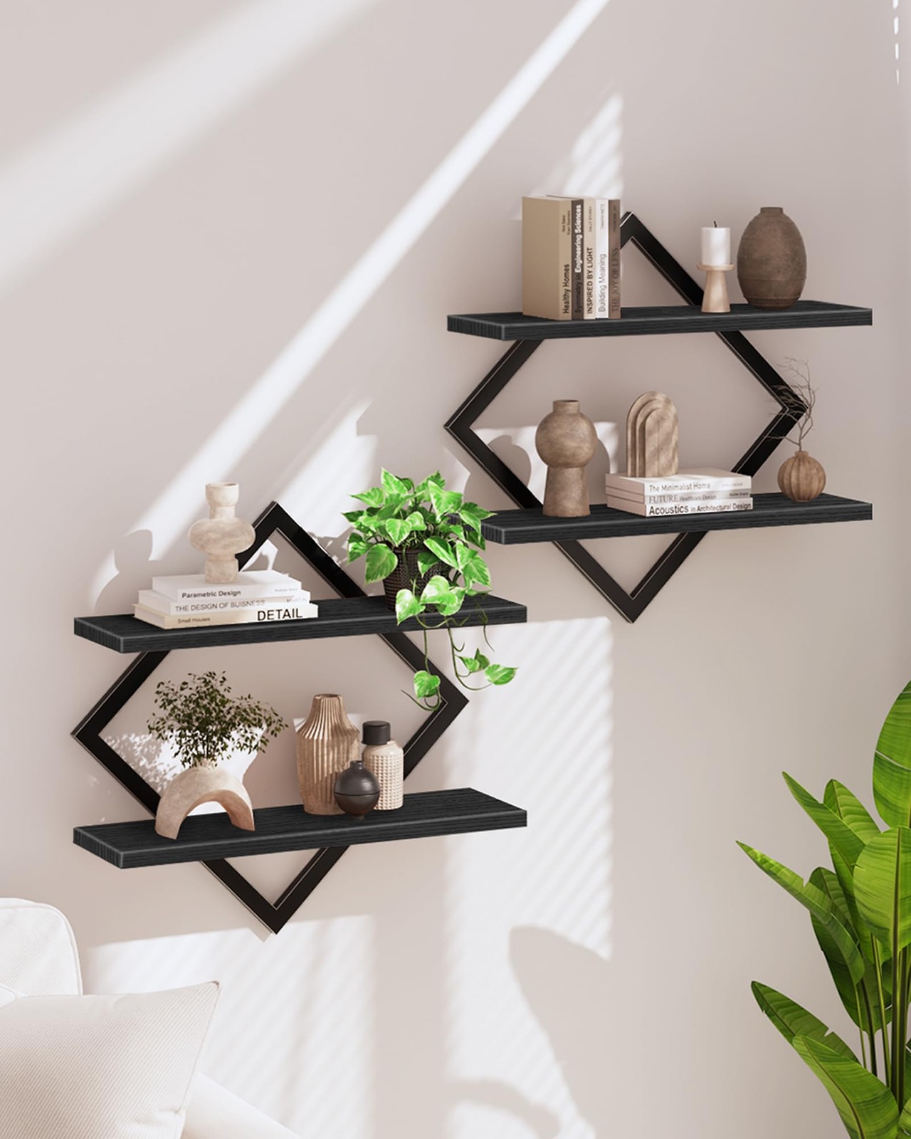 CHOEZON Floating Shelves, Set of 2 Wall 15.0""L x 5.5""W x 15.0""H, Black
