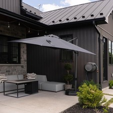 Left-right Tilt Patio Umbrella Outdoor Cantilever Swivel Square Umbrella