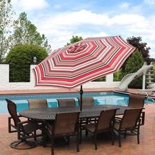 9 ft Aluminum Patio Umbrella with Tilt and Crank - Awning Stripe by Sunnydaze