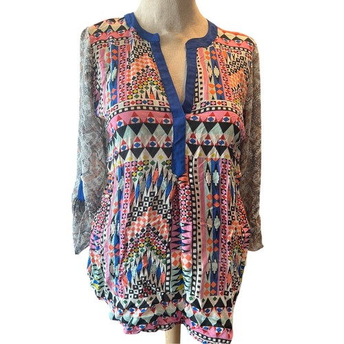 Ivy James Boho Print Dress Medium Flowy Summer Vacation Top