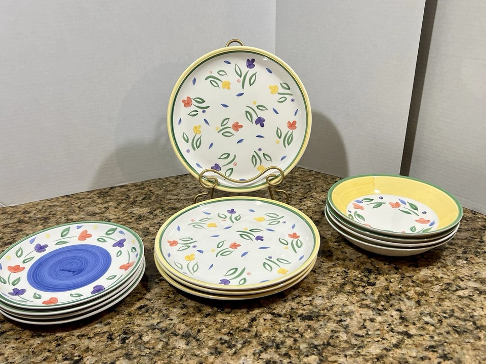 Juego de vajilla Libbey Spring Garden floral de 12 piezas 4 ajustes de lugar colores vibrantes Foto 2 de 4