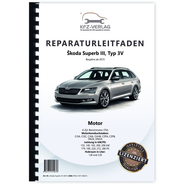 Skoda Superb III 3V (15>) 4-Zyl. 1,8/2,0L Benzinmotor 180-280 PS Reparaturanl.-image