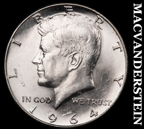1964 Silver Kennedy Half Dollar - Choice Gem Brilliant Unc  Lustrous  #G7367