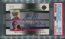 2005 UD ULTIMATE COLLECTION AARON RODGERS AUTO RC /35 PSA 10 SIGNED ROOKIE CARD!
