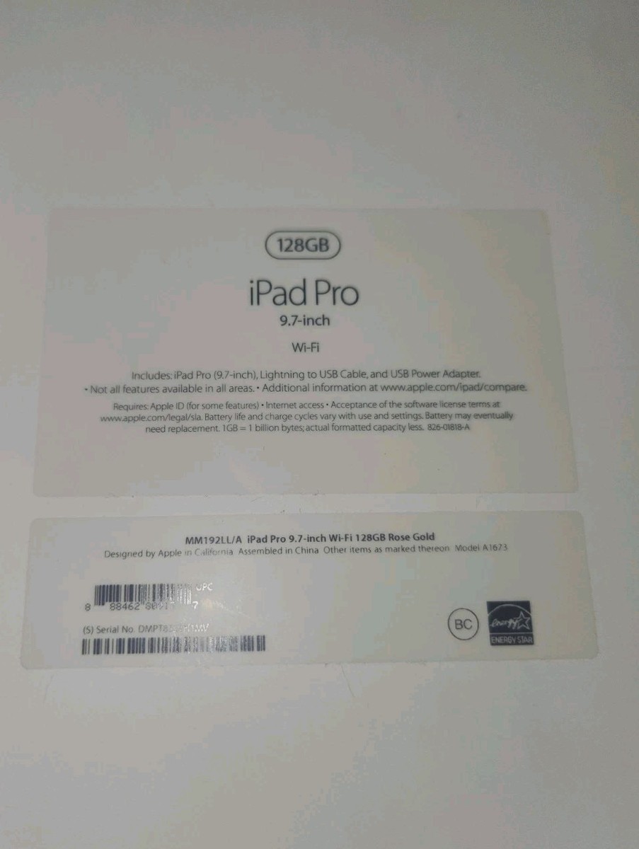 Apple iPad Pro (9.7-inch) A1673 128 GB, Wi-Fi, 9.7 in Rose Gold